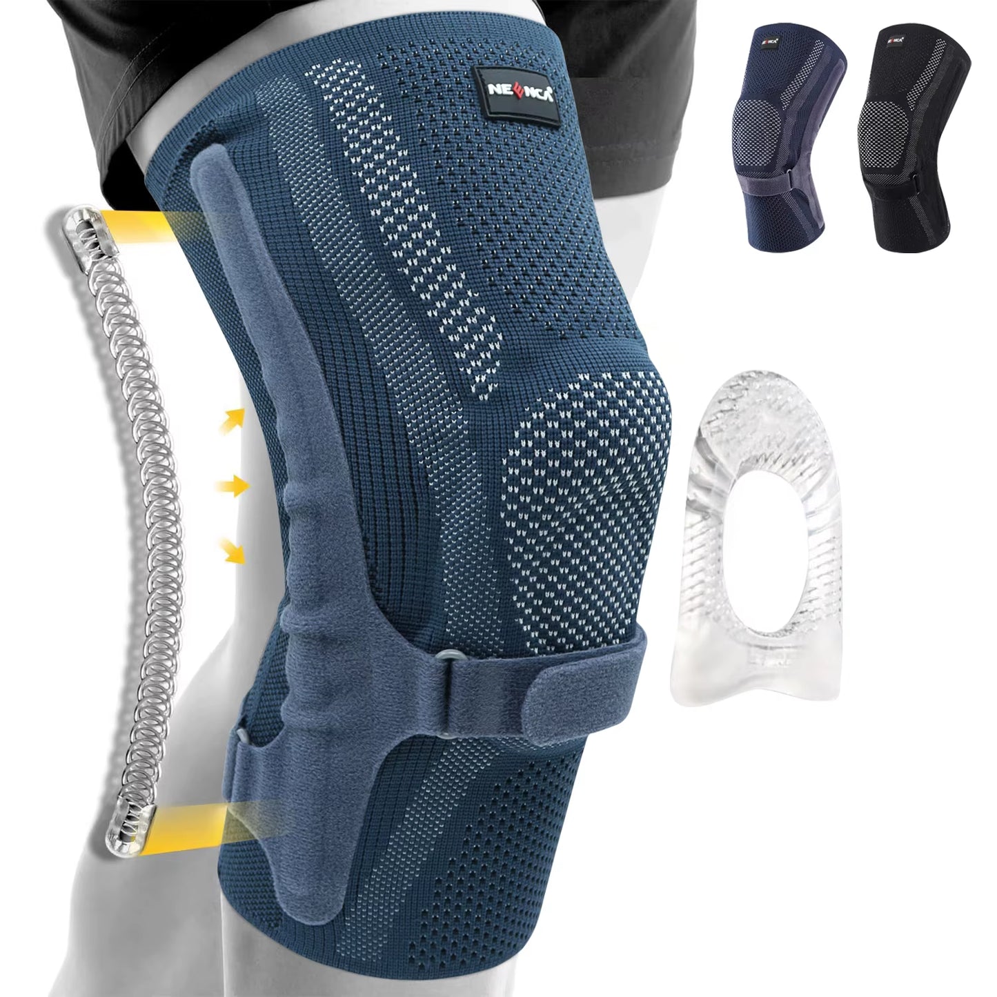 Knee Brace with Patella Pad & Side Stabilizers,Knee Compression Sleeve Support for Women and Men ACL/PCL, Running Sports