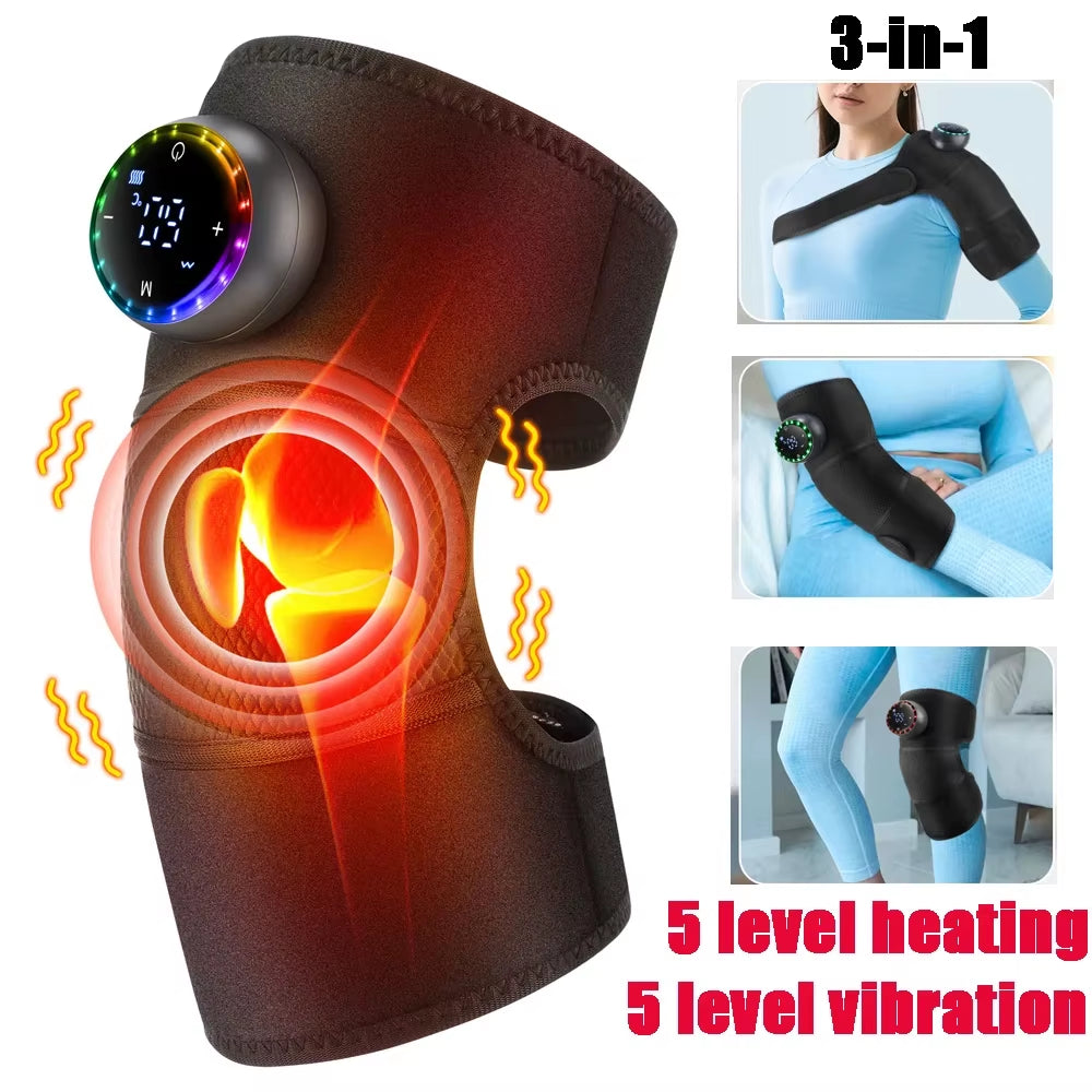 Knee Protection for Joint Shoulder Elbow Massager Vibrador 3-In-1 Knee Pads Heated Knee Muscle Relaxation Massage Belt Wireless
