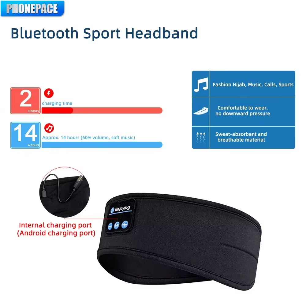 BT Earphones Sports Sleeping Headband Elastic Wireless Headphones Music Eye Mask Wireless Bluetooth Headset Headband