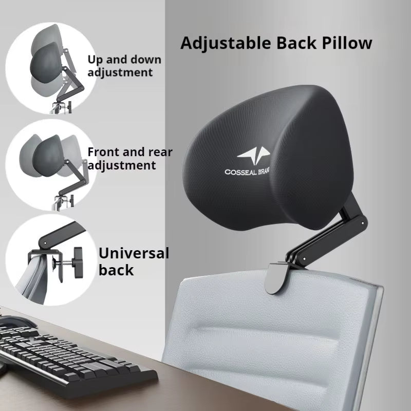 New Office Chair Adjustable Headrest Ergonomically Designed Retractable Bracket Pillow Waist Protection Cushion Comfortable Rest