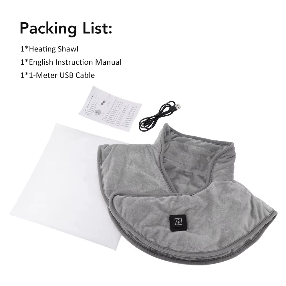 USB Heated Back Wrap Electric Heating Shoulder Neck Pad 3 Heat Level Soft Hot Compress Back Shawl Neck Shoulder Fast Heated Pad