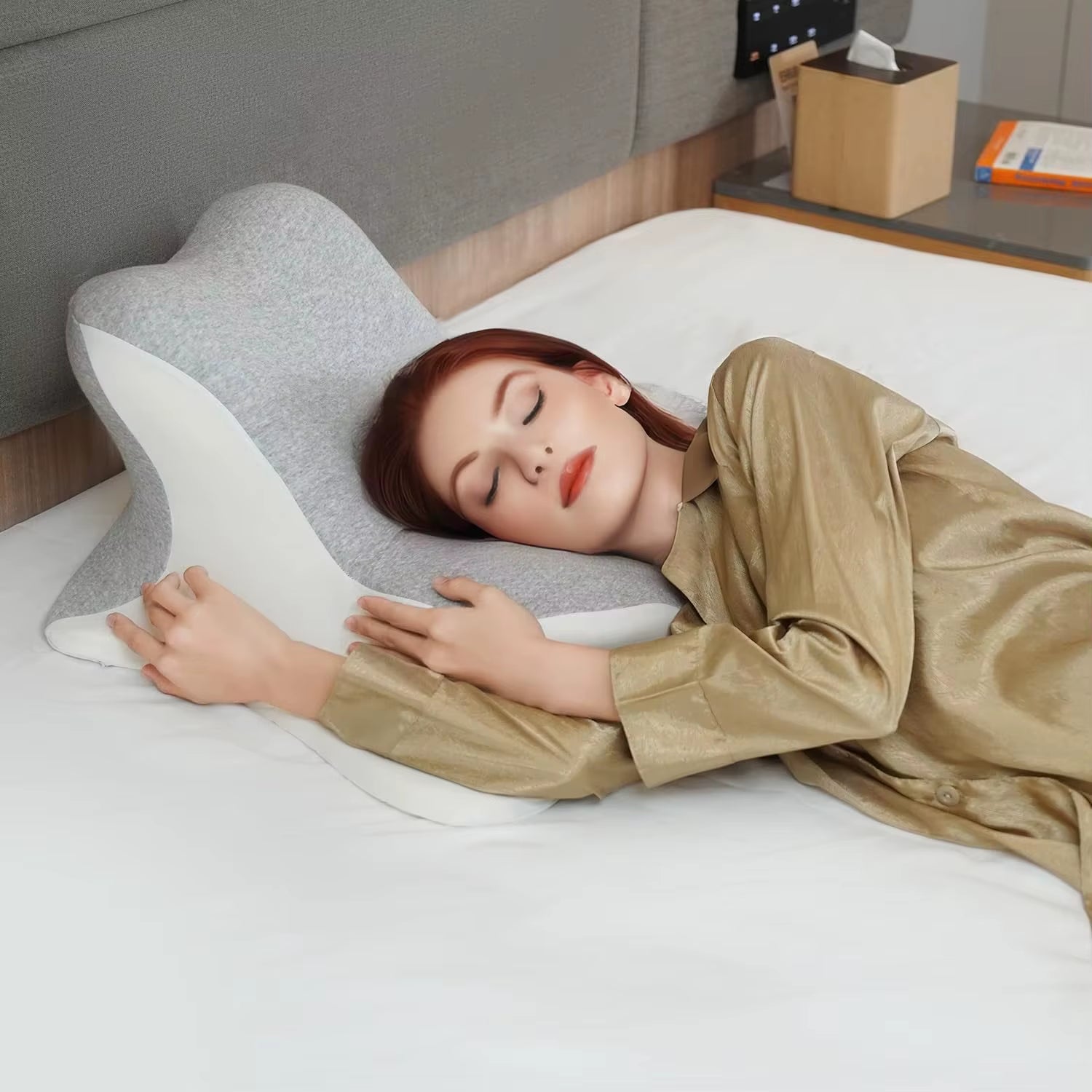Reading Pillow for Bed, Lying, Leaning and Prone, Ergonomic Memory Foam Bed Wedge Pillow for Chin & Back Support Pillows