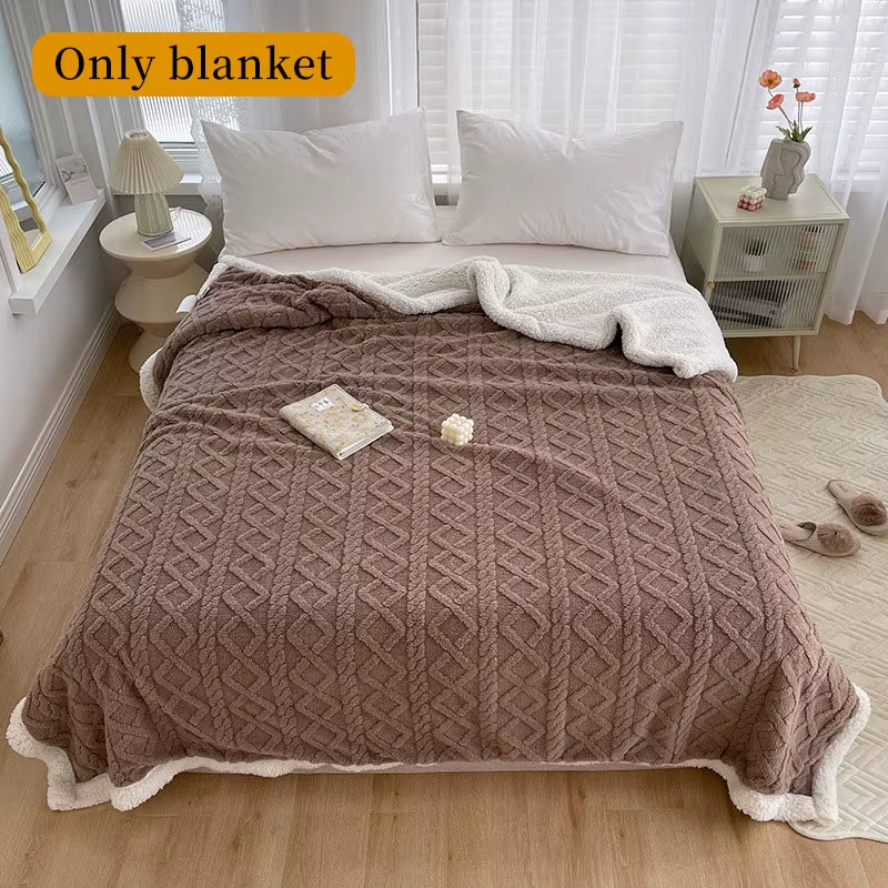 1Pc Weighted Blanket for Adults Premium Jacquard Sherpa Material Soft Warm Thickened for Stress Relief Ultimate Comfort Blanket