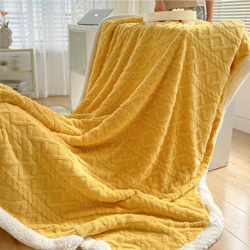 1Pc Weighted Blanket for Adults Premium Jacquard Sherpa Material Soft Warm Thickened for Stress Relief Ultimate Comfort Blanket