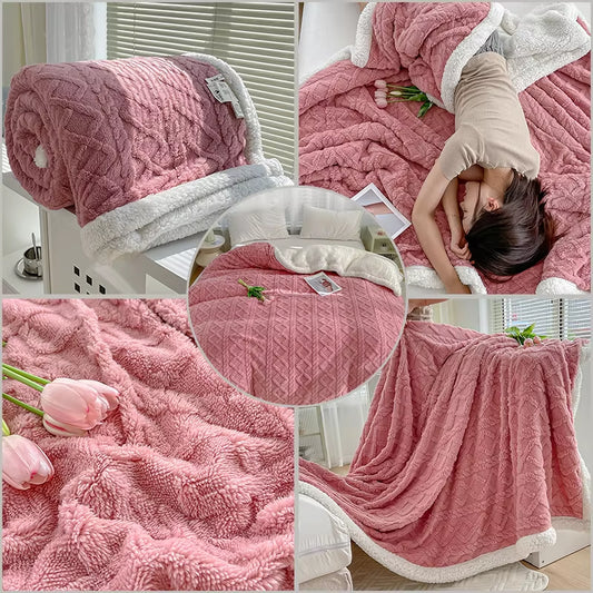 1Pc Weighted Blanket for Adults Premium Jacquard Sherpa Material Soft Warm Thickened for Stress Relief Ultimate Comfort Blanket