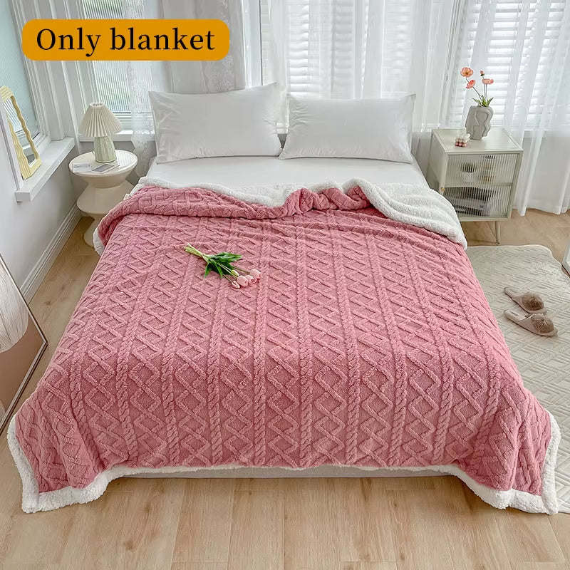 1Pc Weighted Blanket for Adults Premium Jacquard Sherpa Material Soft Warm Thickened for Stress Relief Ultimate Comfort Blanket