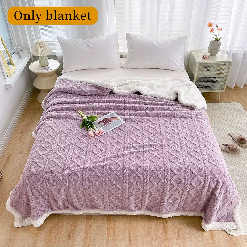 1Pc Weighted Blanket for Adults Premium Jacquard Sherpa Material Soft Warm Thickened for Stress Relief Ultimate Comfort Blanket