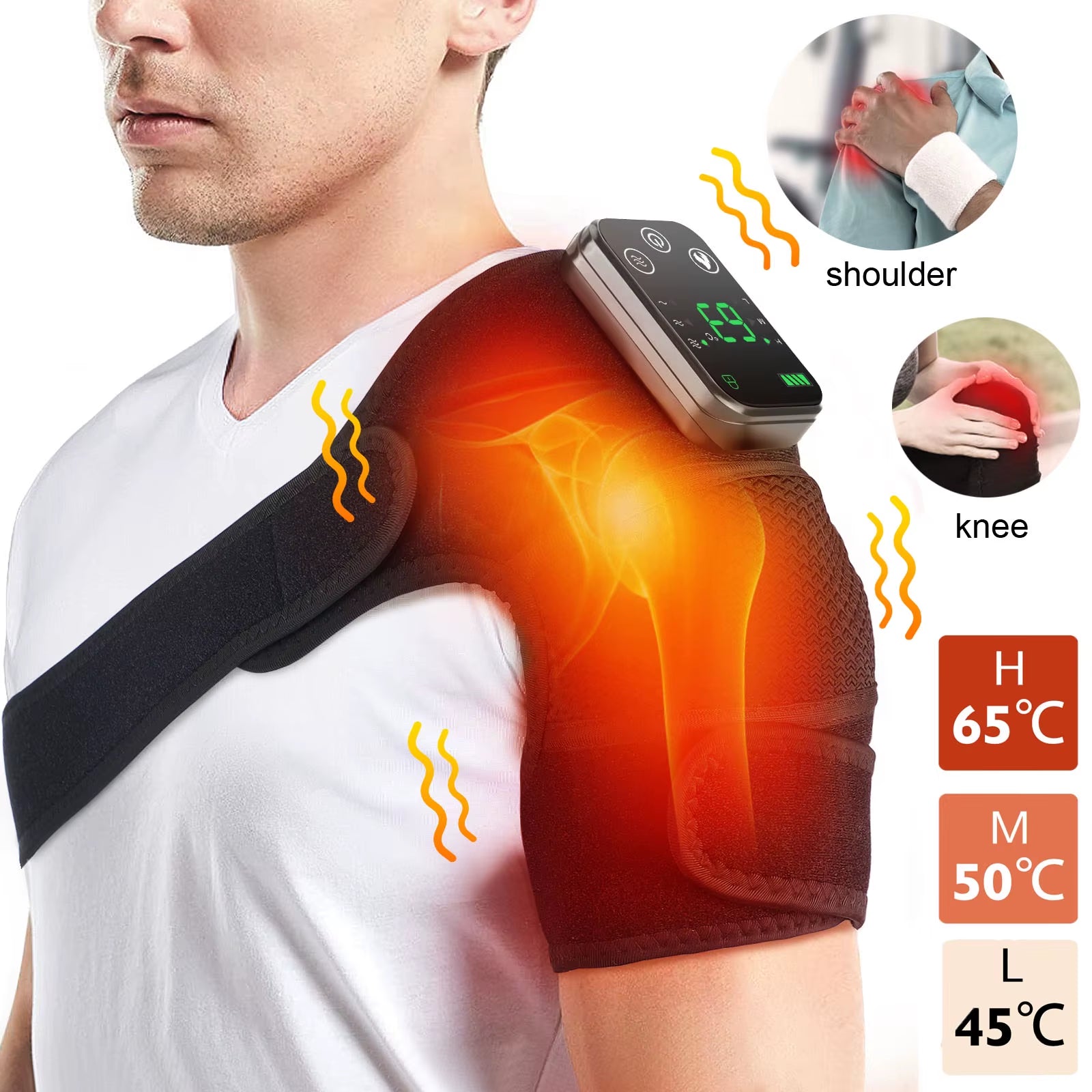 Knee Protection for Joint Shoulder Elbow Massager Vibrador 3-In-1 Knee Pads Heated Knee Muscle Relaxation Massage Belt Wireless
