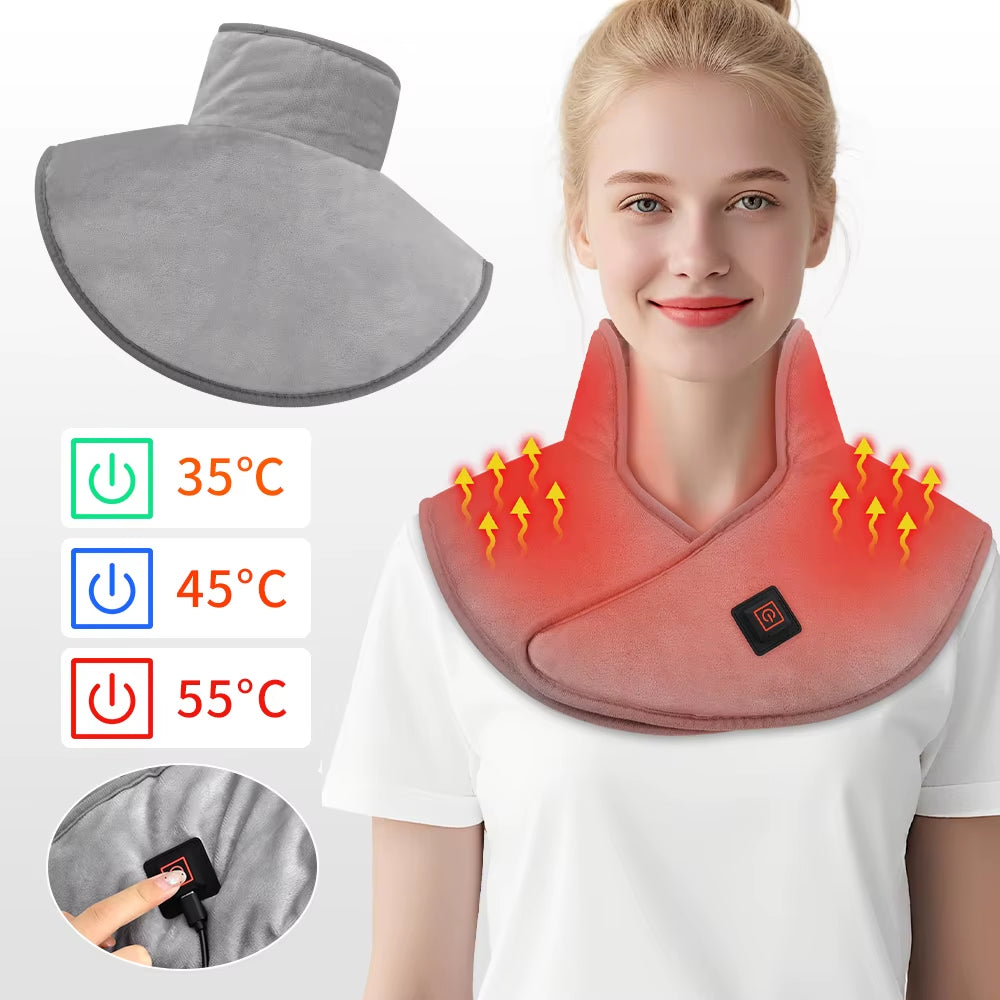 USB Heated Back Wrap Electric Heating Shoulder Neck Pad 3 Heat Level Soft Hot Compress Back Shawl Neck Shoulder Fast Heated Pad