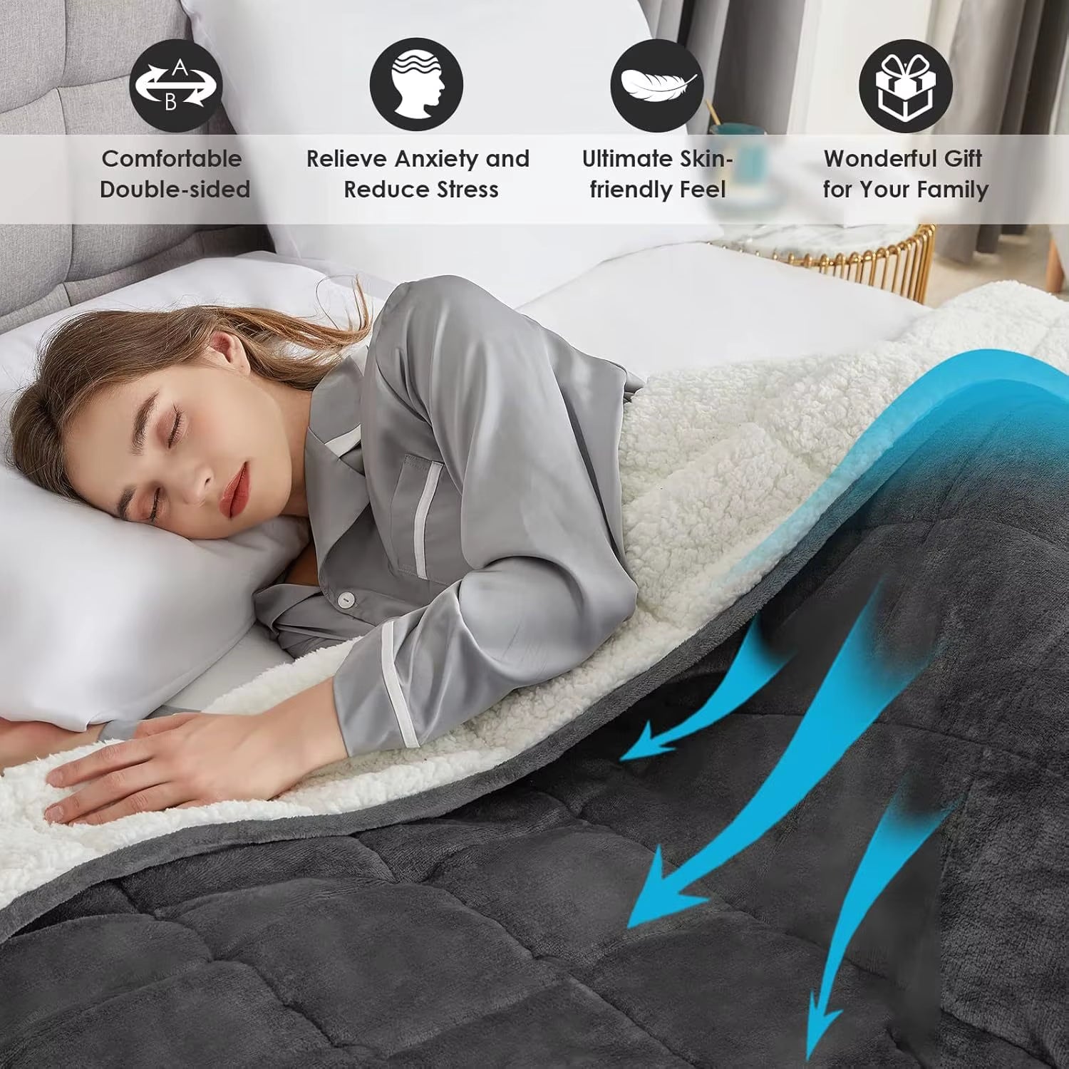 Wish Flannel Weighted Blanket Sleeping Gravity Blanket Cross Border Lamb Plush Heavy Blanket