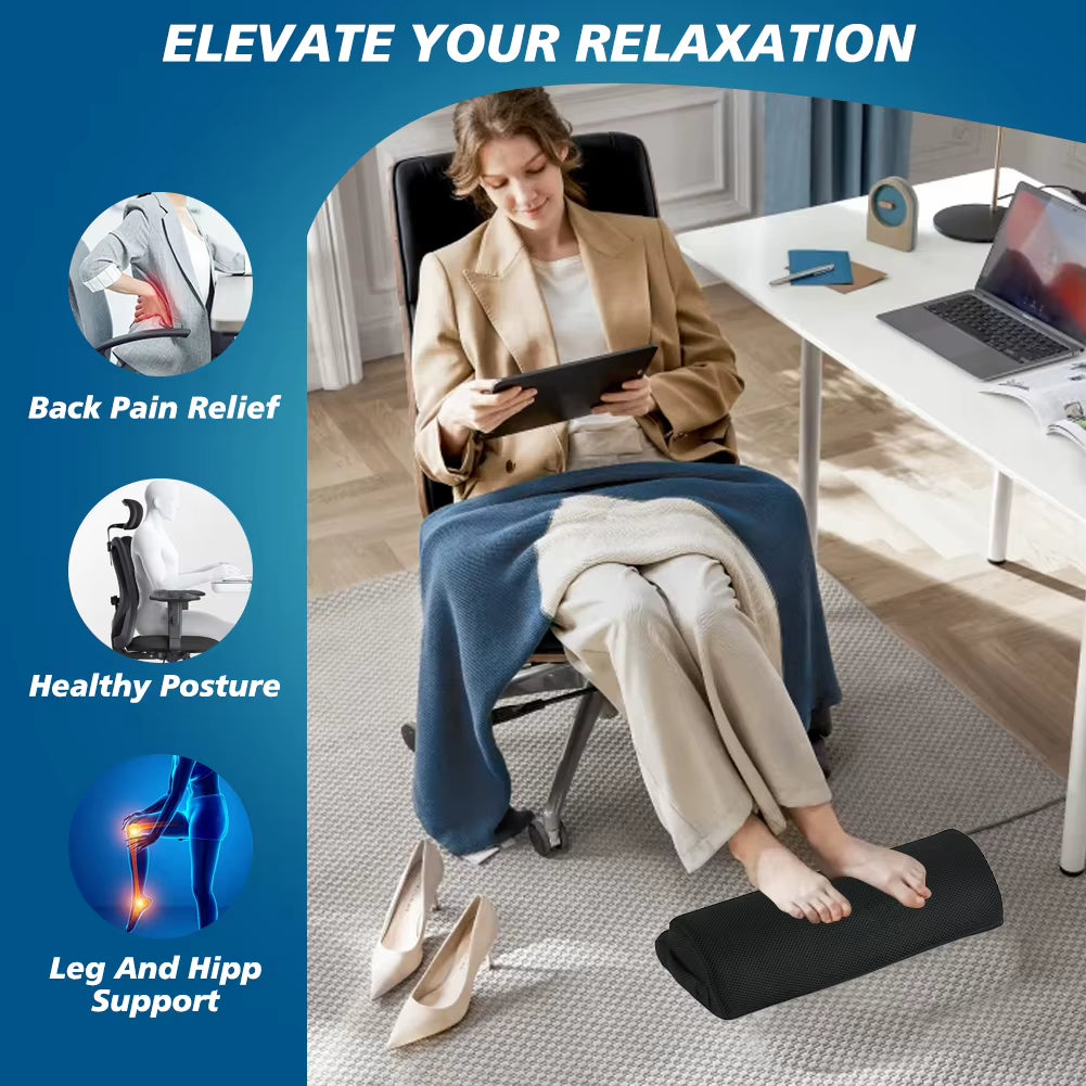 Memory Foam Office Foot Stool & under Desk Footrest Leg Elevation Pillow for Gaming & Home Office