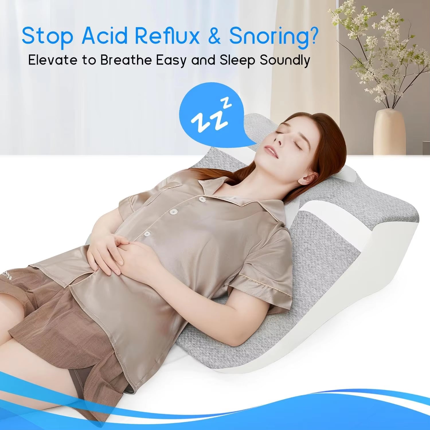 Bed Wedge Pillow for Acid Reflux or Sleeping with New Prone Position Ergonomic Pillow for Reading, Couple'S Lying Pillow