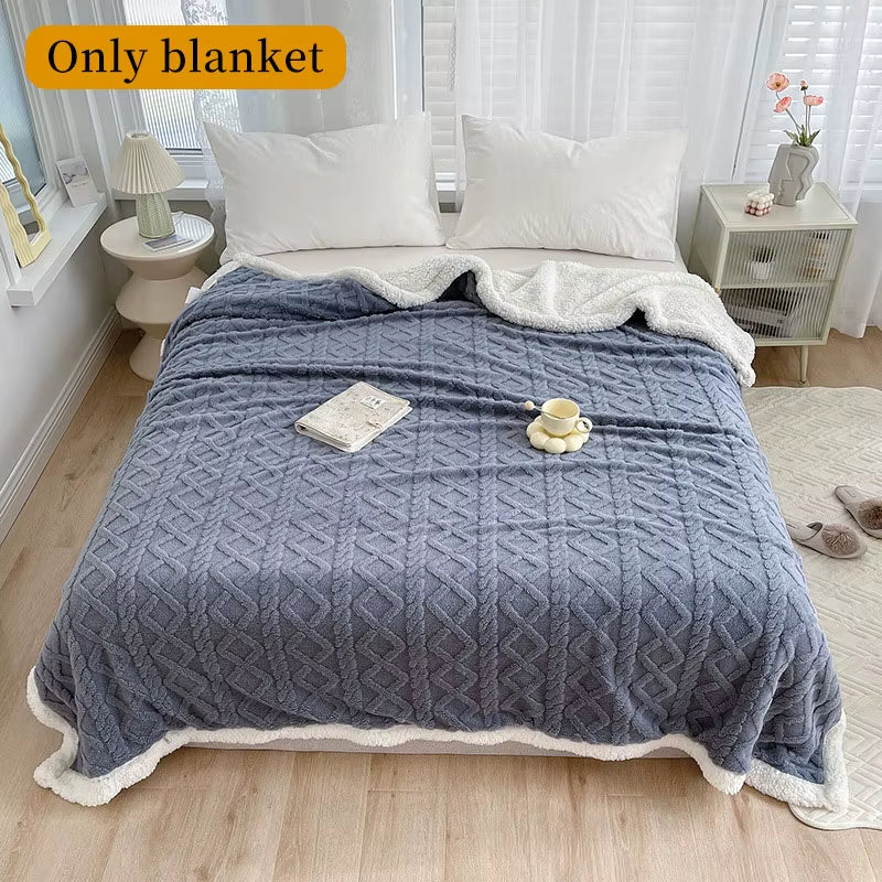 1Pc Weighted Blanket for Adults Premium Jacquard Sherpa Material Soft Warm Thickened for Stress Relief Ultimate Comfort Blanket