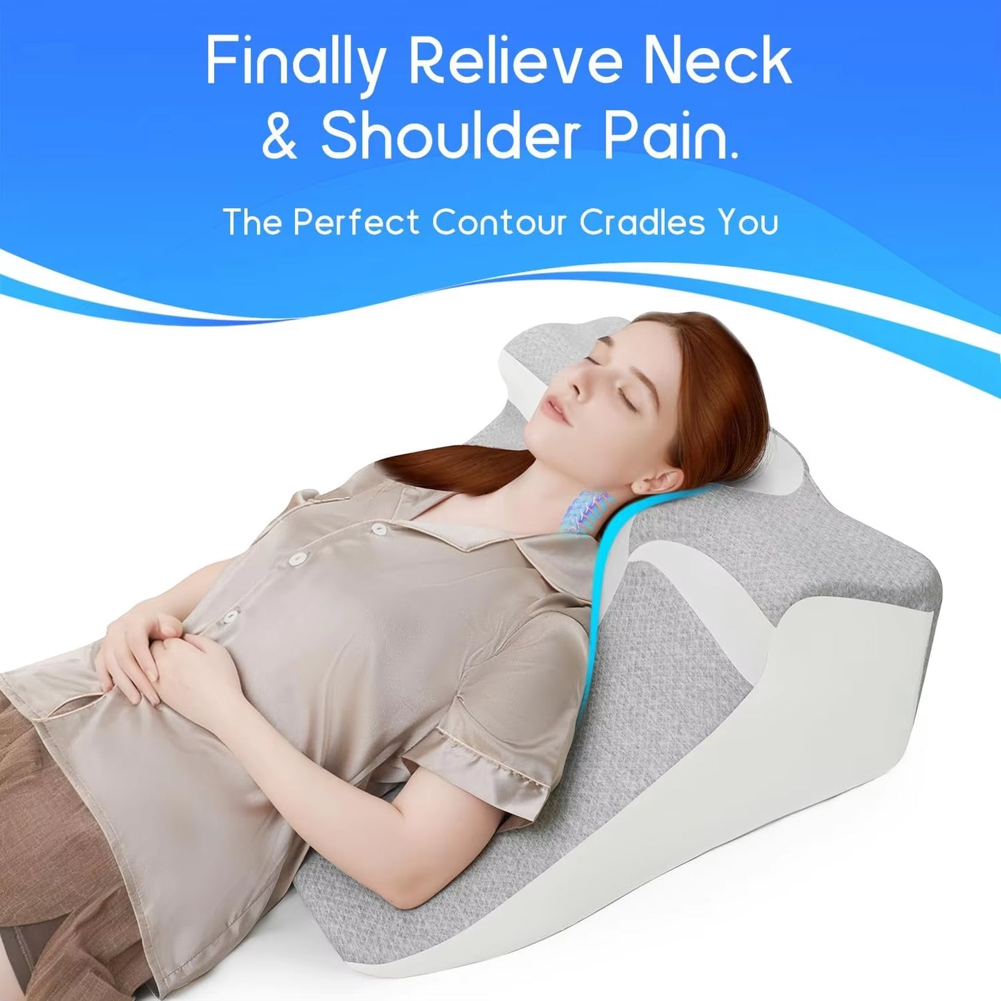 Bed Wedge Pillow for Acid Reflux or Sleeping with New Prone Position Ergonomic Pillow for Reading, Couple'S Lying Pillow