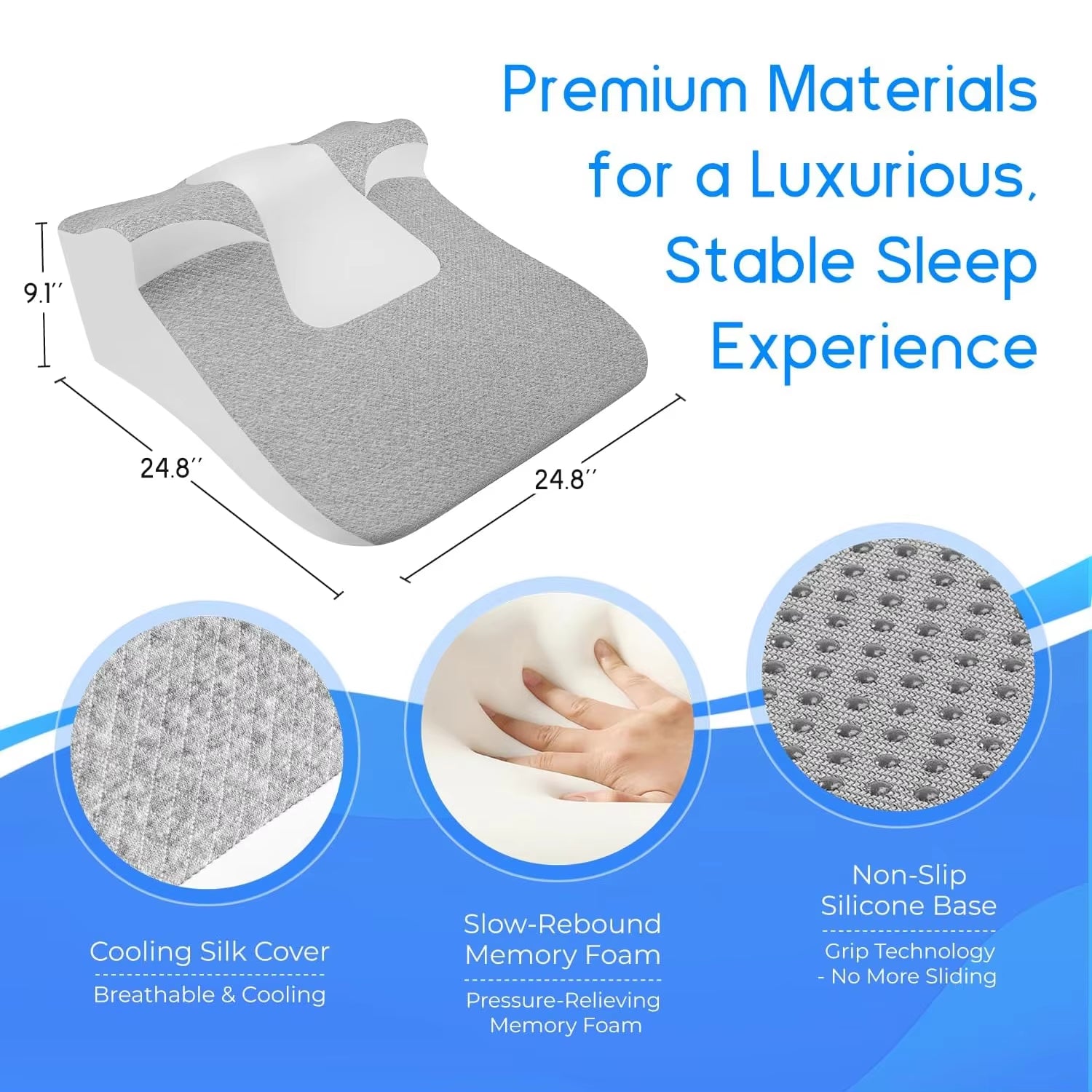 Bed Wedge Pillow for Acid Reflux or Sleeping with New Prone Position Ergonomic Pillow for Reading, Couple'S Lying Pillow