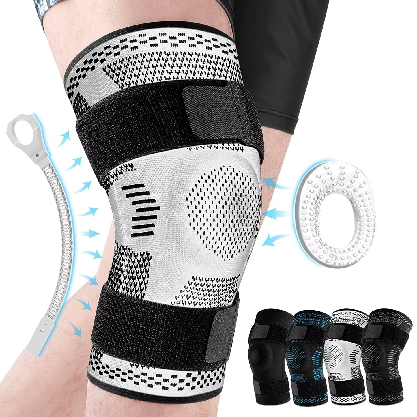 Sports Knee Pads for Knee Pain Meniscus Tear Injury Recovery with Side Stabilizers Patella Gel Knee Support Compression Sleeve