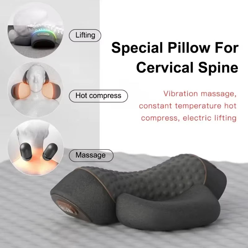 Electric Neck Massager Pillow Cervical Stretcher Heating Vibration Massage Back Traction Orthopedic Sleeping Pillows Support