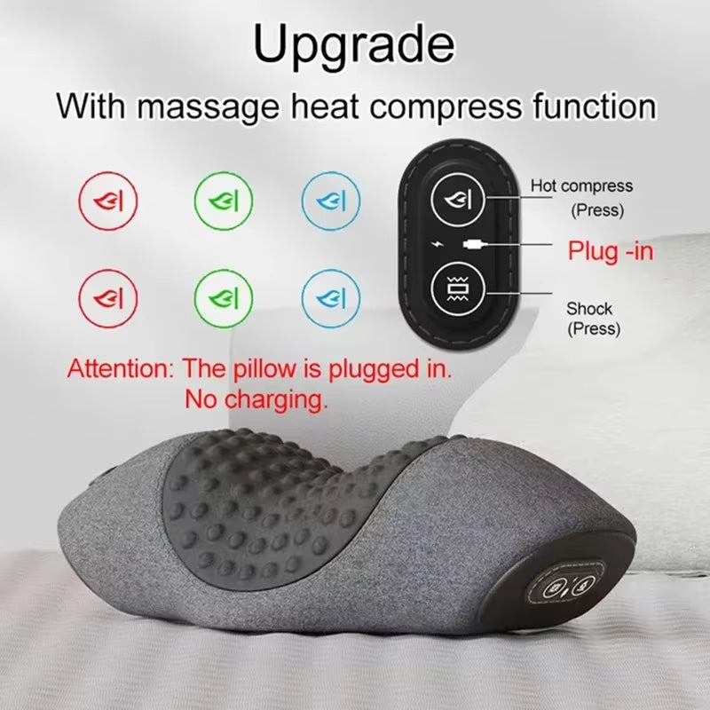 Electric Neck Massager Pillow Cervical Stretcher Heating Vibration Massage Back Traction Orthopedic Sleeping Pillows Support